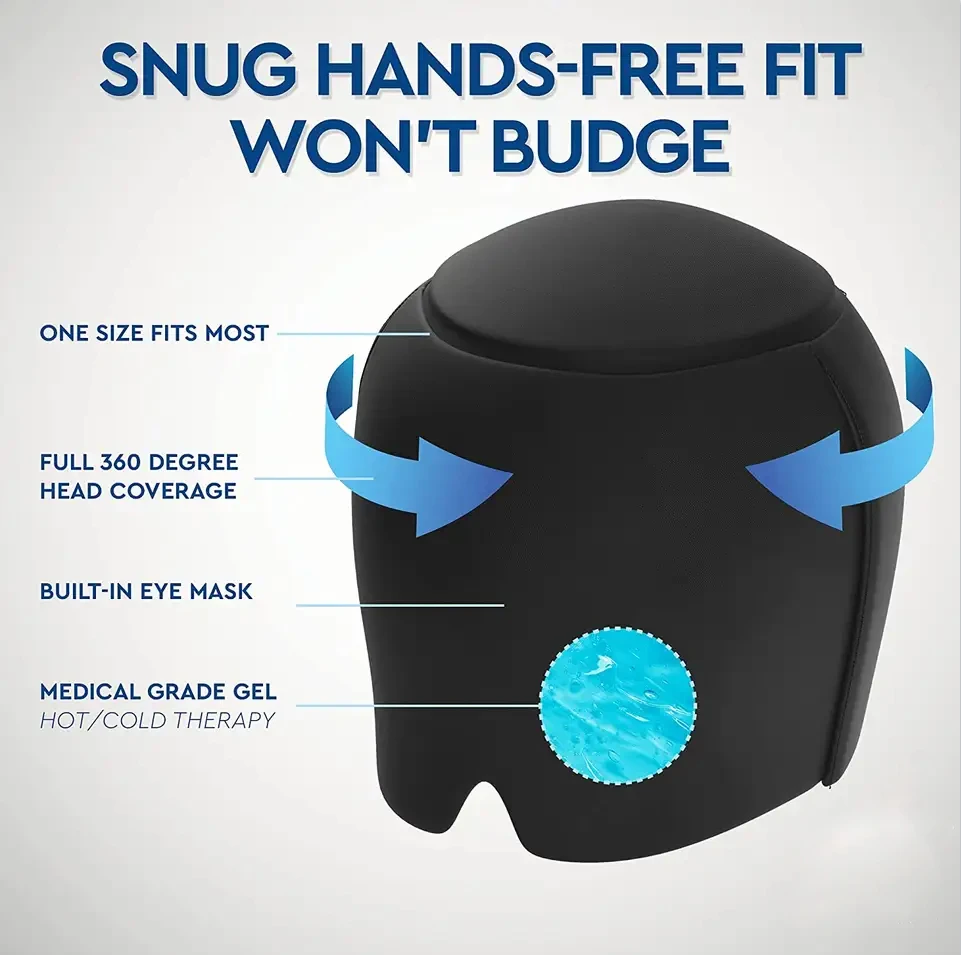 Magic gel Hot Cold Therapy Headache Relief Cap Hat Migraine Ice Head Wrap
