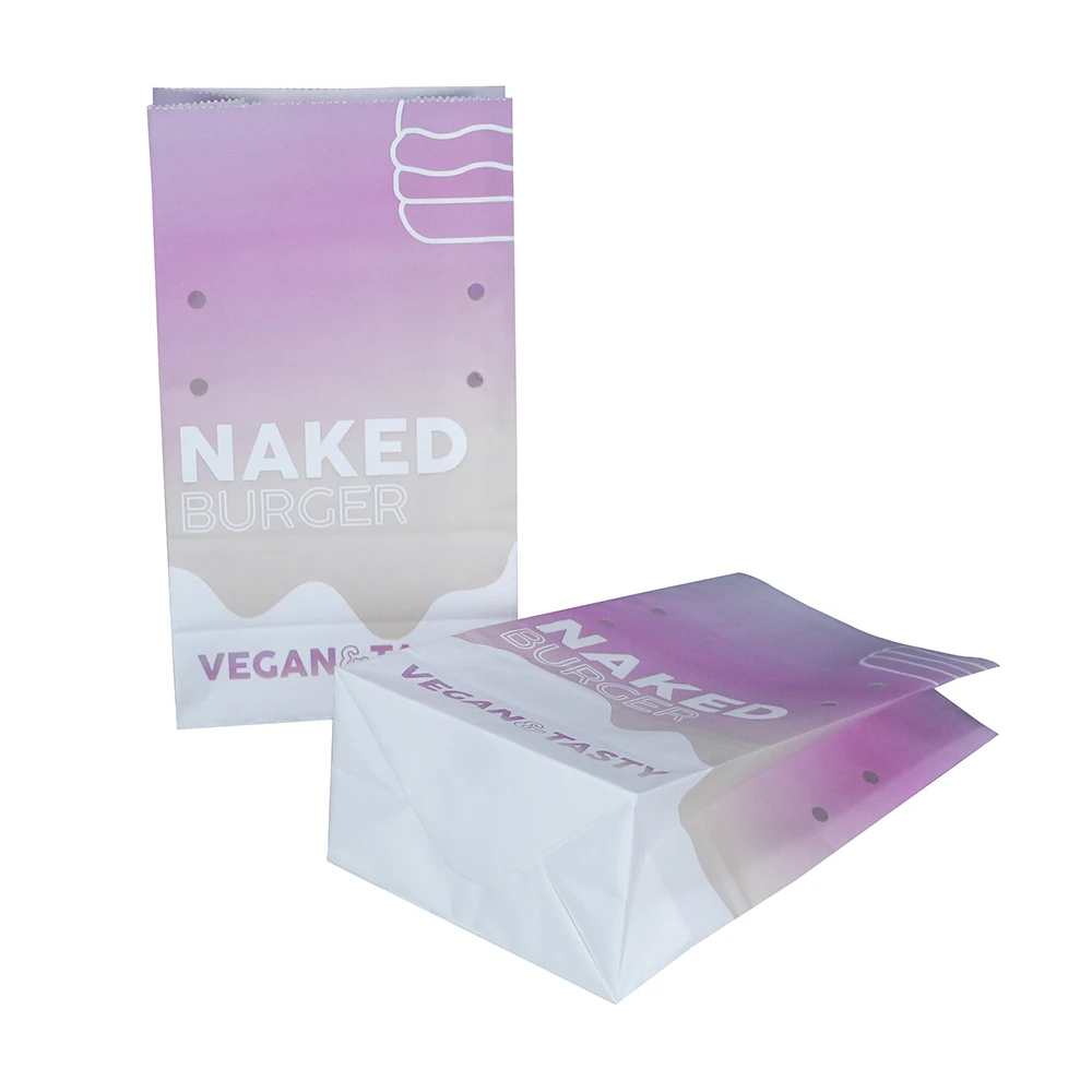 Reusable Stand-Up Pouch Made from Food Grade Kraft Paper Bag with Gravure Printing for Burger Food Packaging