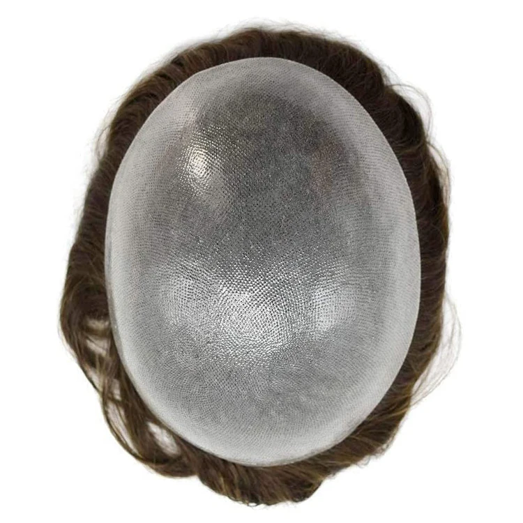 High Quality Replacement System Glue Wigs Full Pu Skin Base Toupee Men Real Human Hair Toupee