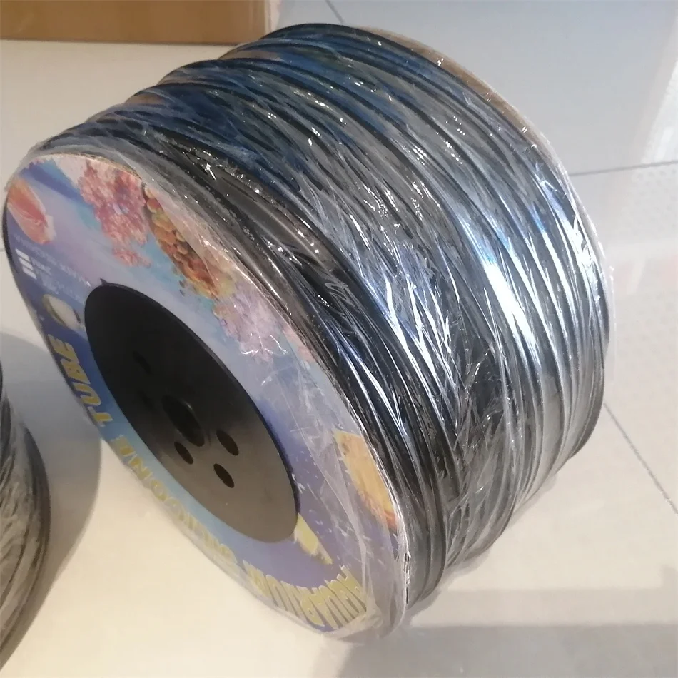 100 meters Fish Tank Soft flexible Pneumatic black Silicone  Air Hose Tube Airline Pipe Tubing Aquarium 4 6 mm 4' 6'