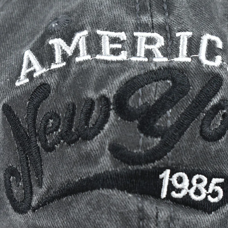 All Cotton NY Denim Baseball Cap for Men Vintage Washed Caps Women Dad Hat Letter Embroidery Sports Trucker Cap Bone Casquette