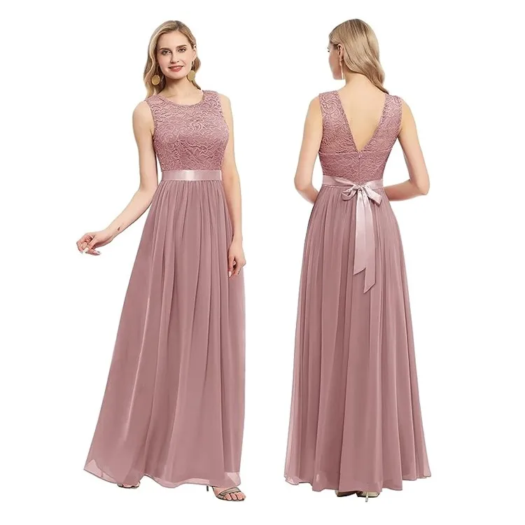 Hot Sale Popular Bow Tie Slim Black Pink Girls Wedding Dress Maid Of Honor Dresses For Weddings