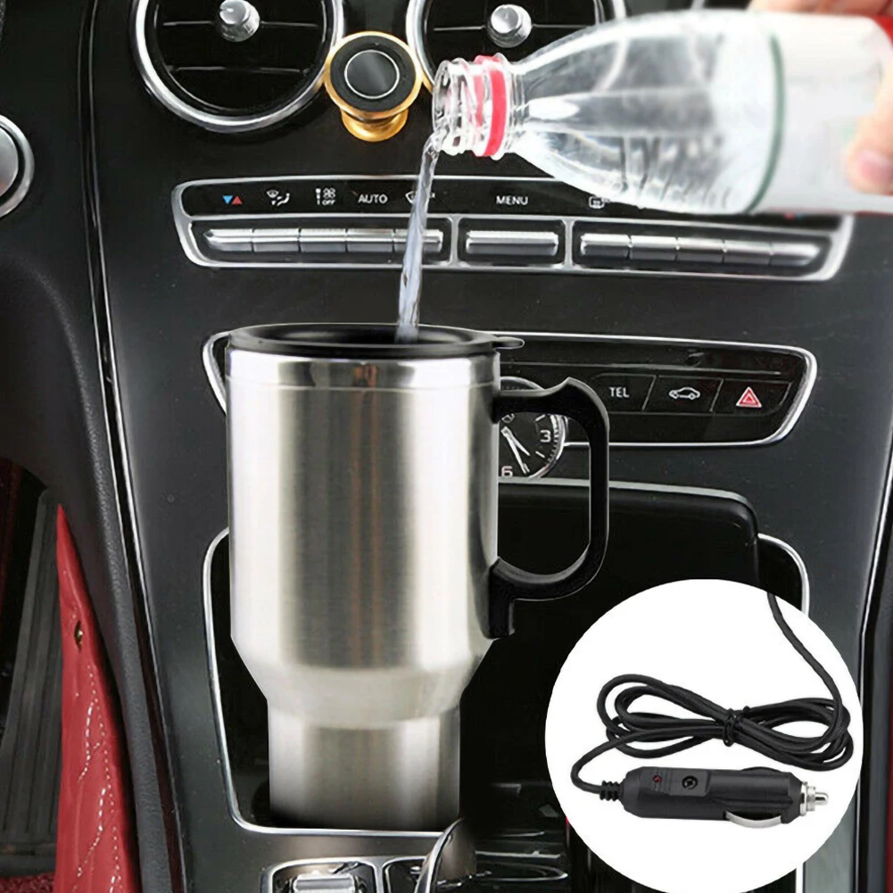 500ml automobile cigar lighter charger Heating Kettle power Stainless Steel Cup Travel Coffee Tea Heated mug