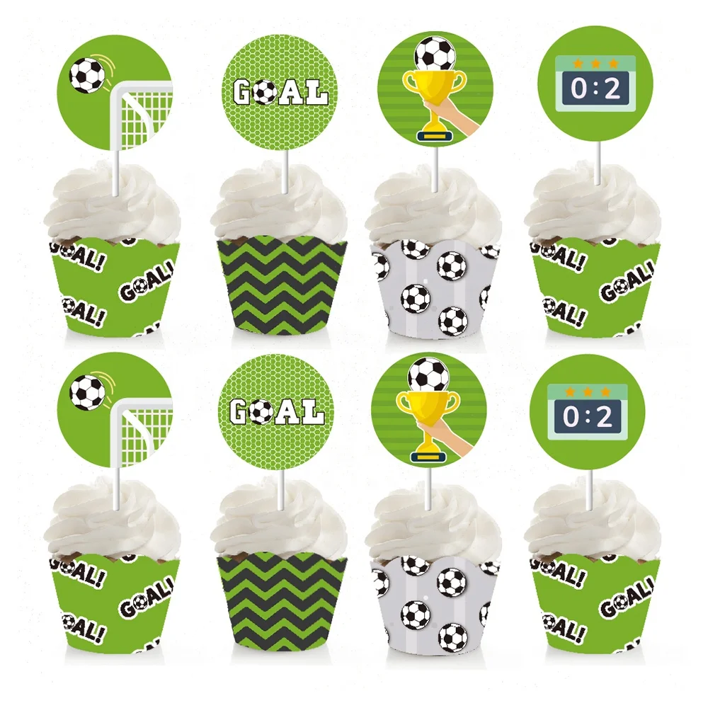 12 Pack Soccer Cupcake Toppers Football Shoe Champion Cup Cupcake Picks Sports Theme Birthday Party Cake Decoration Supplies