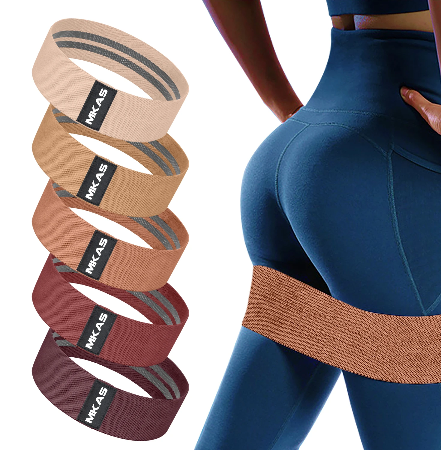 MKAS Customized Leg Resistant Bands To Sell Wholesale Fitness Elastic Gym Yoga Exercise Workout Resistant Band