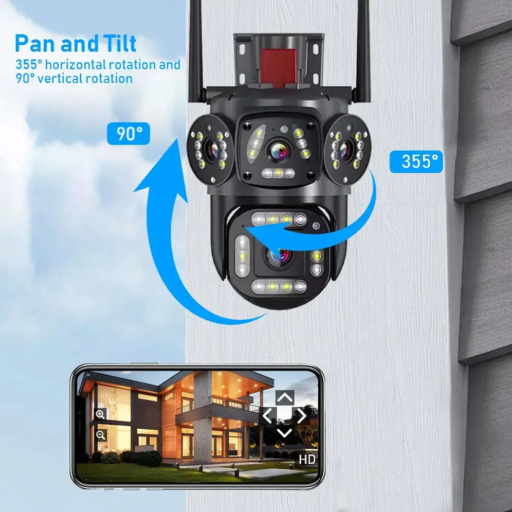 IP Camera Wifi Outdoor Wireless Security Camera Home Door 4MP Facial Tracking Alarm By Lan