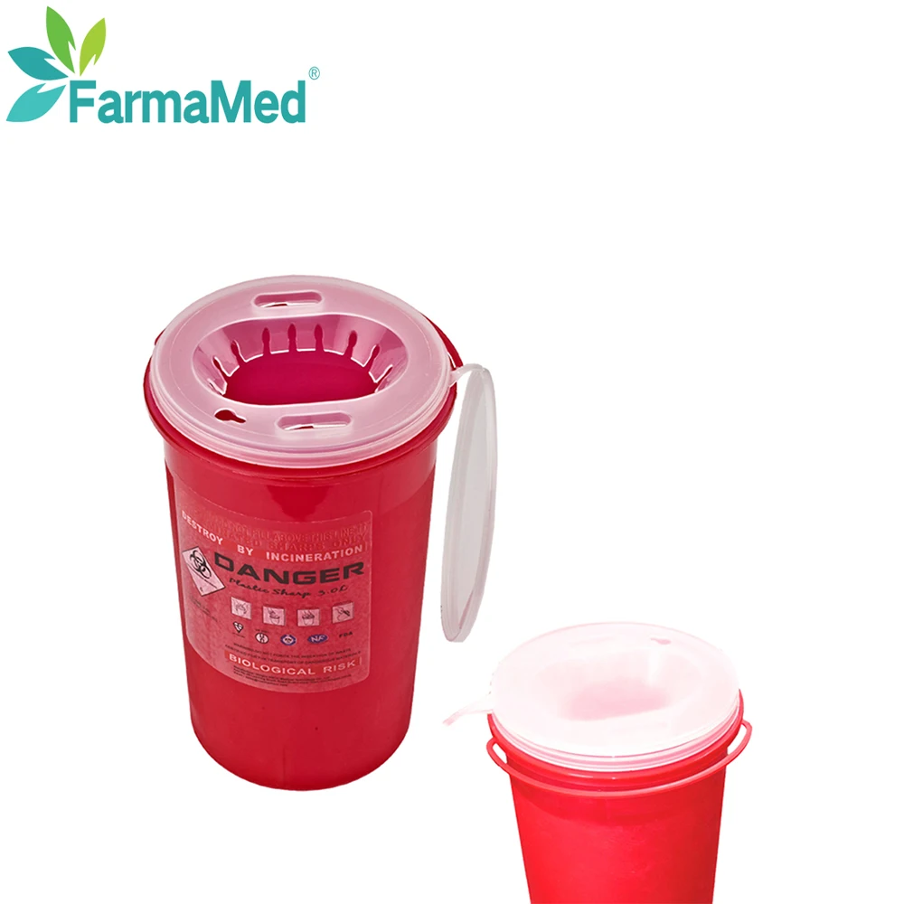 Medical sharp container boxes	plastic sharp container 3l sharp bin container