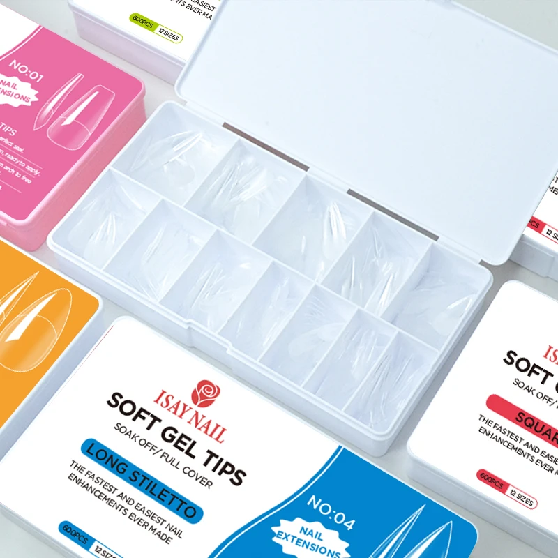 Square Multiple Types French Tip Press On Nails High Quality Clear Soft Gel Nail Extension Tips