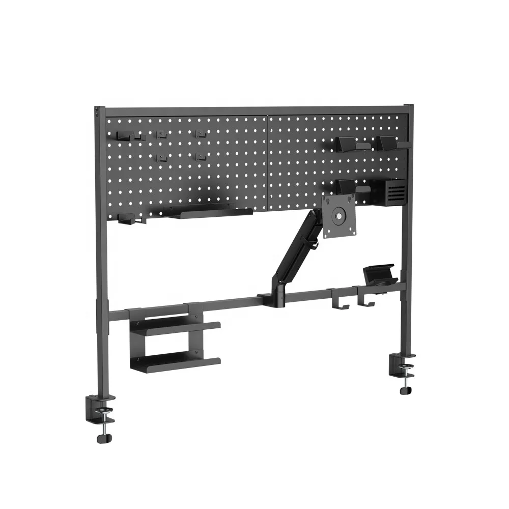 Clamp on Desktop Storage Multi-Purpose Shelf Rack Display Office Home Desk Organizer Shelves with Monitor Arm