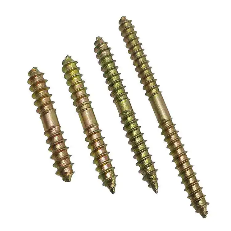 In stock wholesale price yellow zinc plated double threaded wood furniture screw