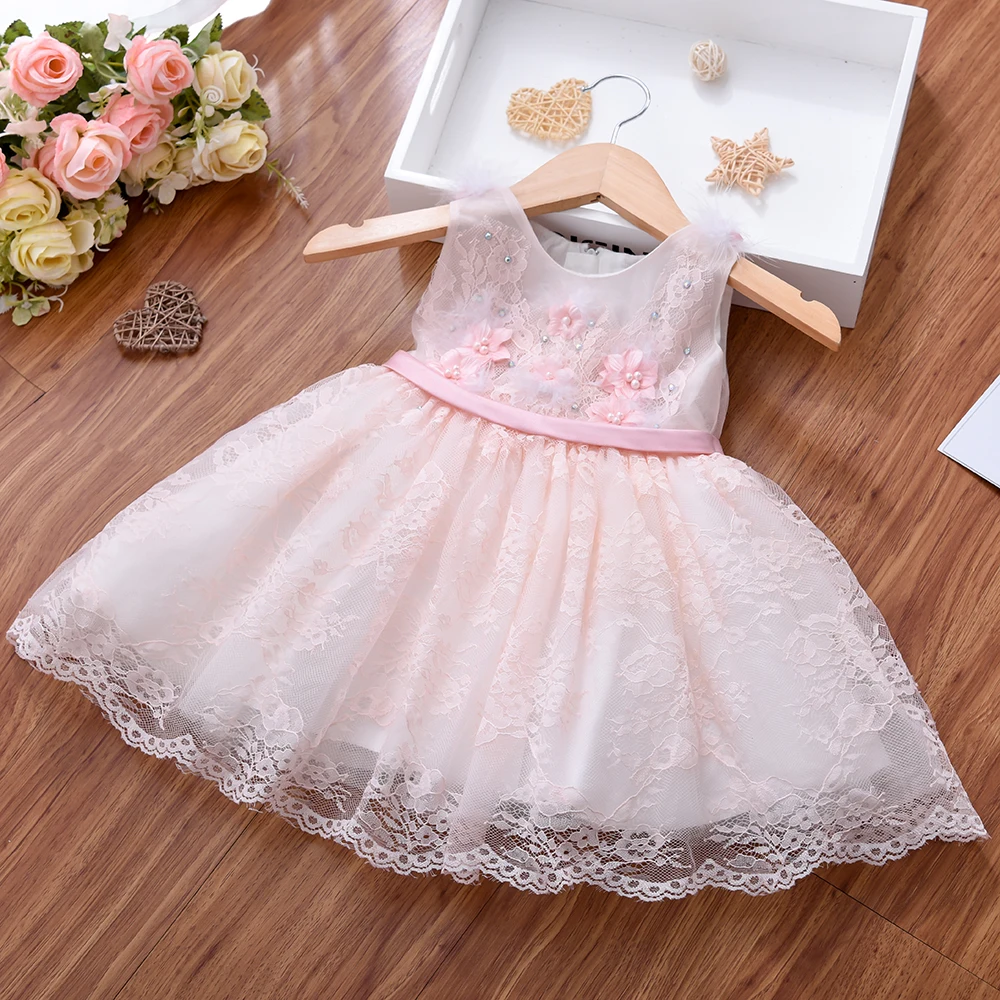 Yoliyolei Princess Wedding Frock, Elegant Luxury Pink Flower Little Girls Dresses Birthday Party Dress For Kids Baby/
