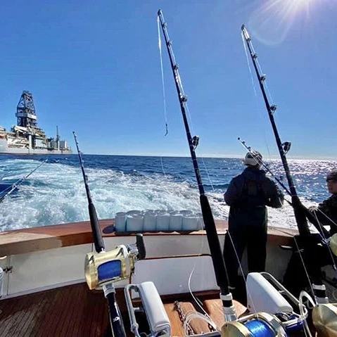 130 lbs tuna multi peace rod saltwater big game and reel heavy fiberglass fishing
