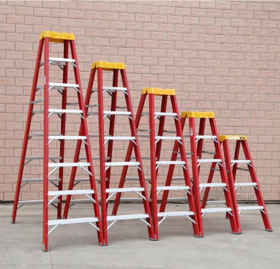 high-quality composite grp electric insulating With Platform Tool Traymovable tripod fiberglass ladder