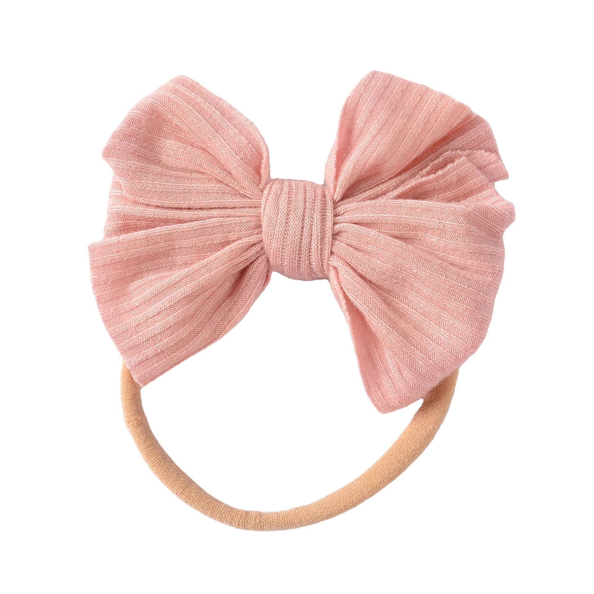 Детские аксессуары для волос Однотонные эластичные повязки с бантом нейлоновые на голову новорожденных детские