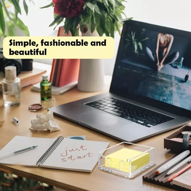 Clear Acrylic Sticky Notepad Holder Desk Accessory for Convenient Dispensing of Notes