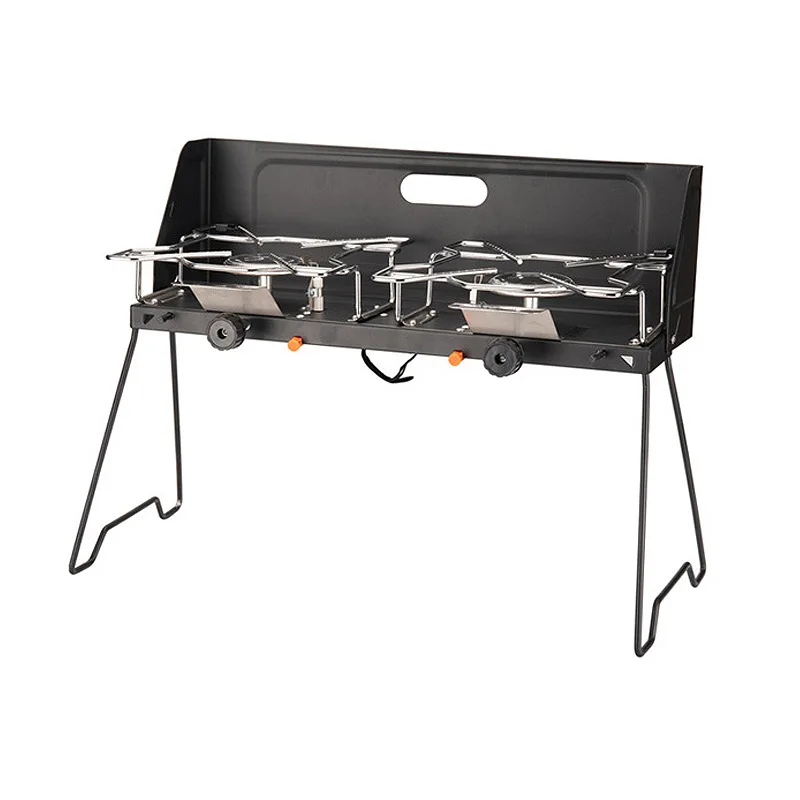 Portable Foldable Double Burner BBQ Grill Windproof Outdoor Camping Picnic Stove for Customized color BBQ