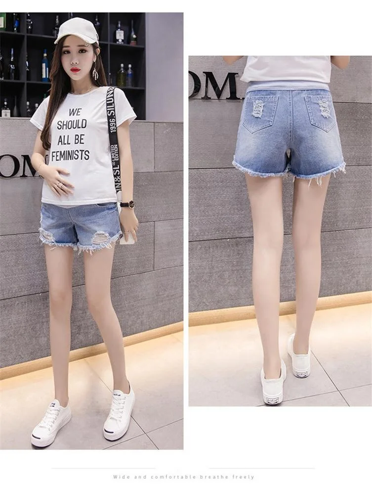 2019 summer pregnant women denim shorts