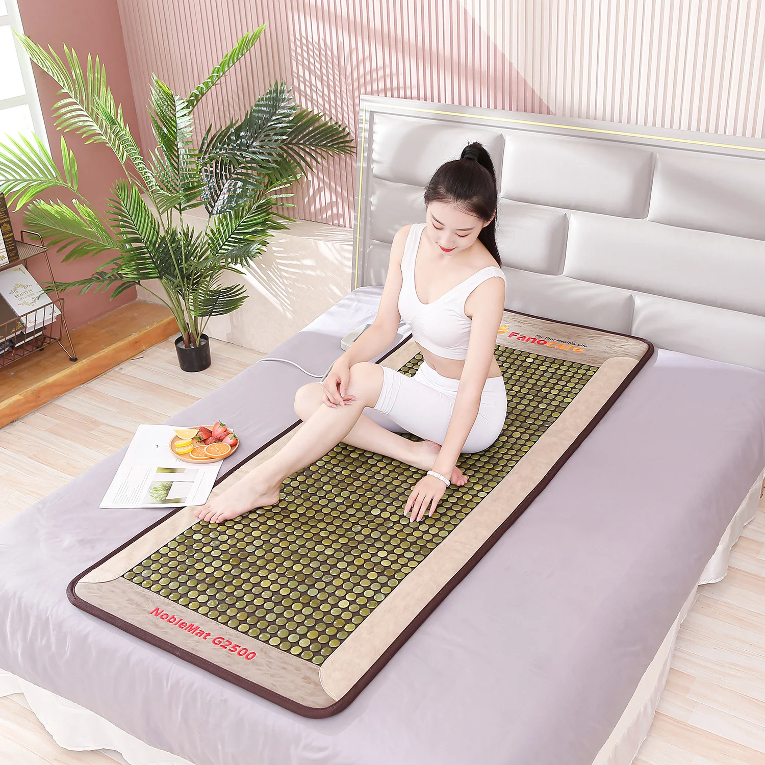 Pain Relief Thermal Therapy Far Infrared Heating Mat Electric Massage Jade Mattress Infrared Heating Pemf Jade Mat
