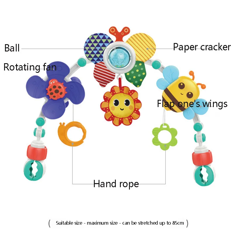 Adjustable Baby Travel bed hanging toy Play Arch for Stroller and Crib