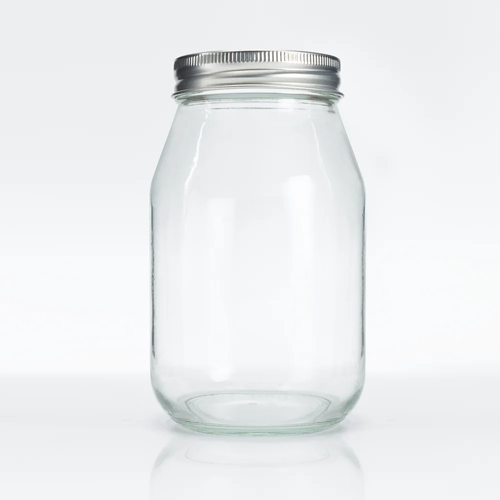 12oz 16oz 25oz 32oz Round Empty Clear Mason Canned Glass Jar with Silver Gold Black Lid For Mayonnaise Jars