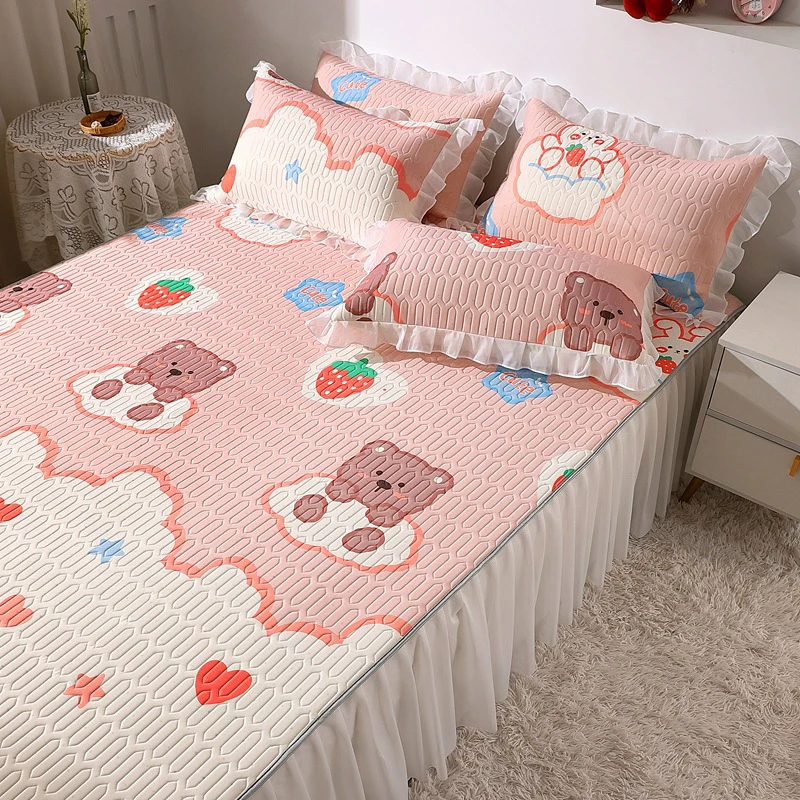 Korean Latex Cool Bed Skirt for Student Mattress Bedroom Dorm Kids Room Skirt Bed Sheets