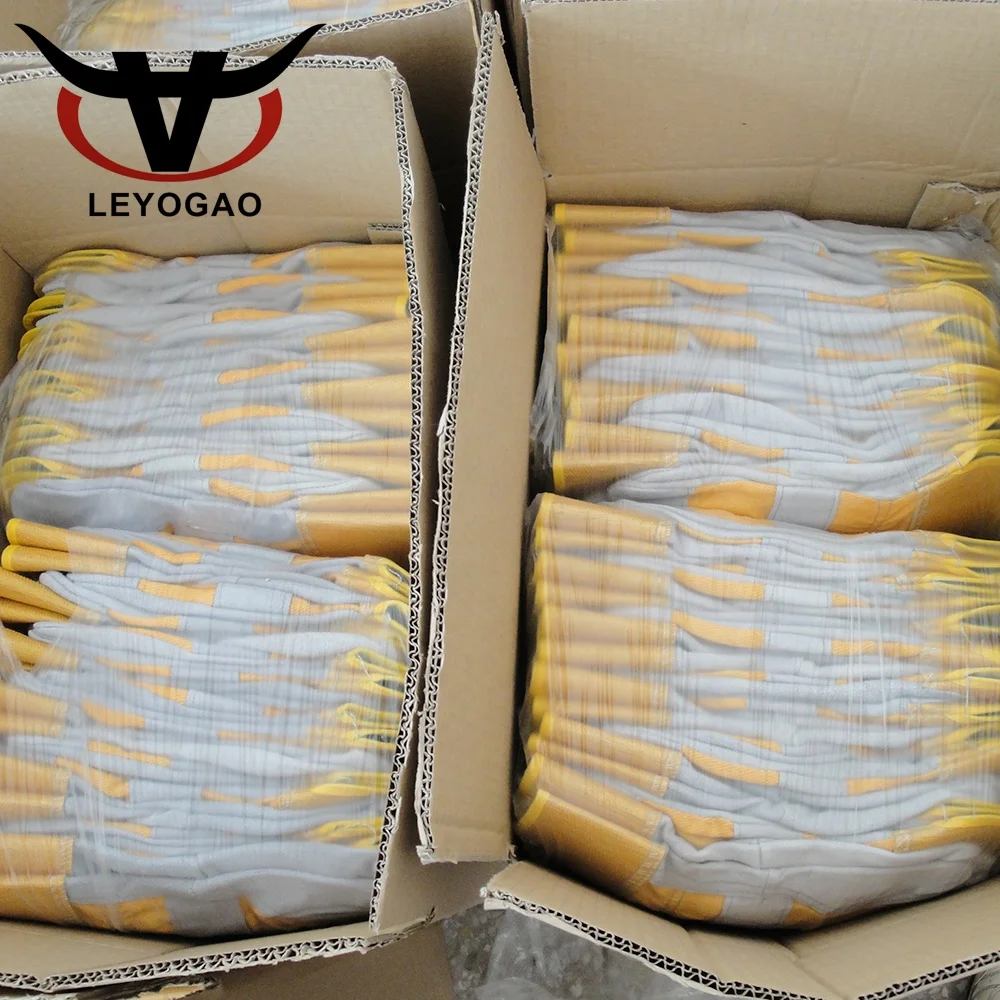 Western style yellow construction working full palm cowhide  safety work leather gloves for man women