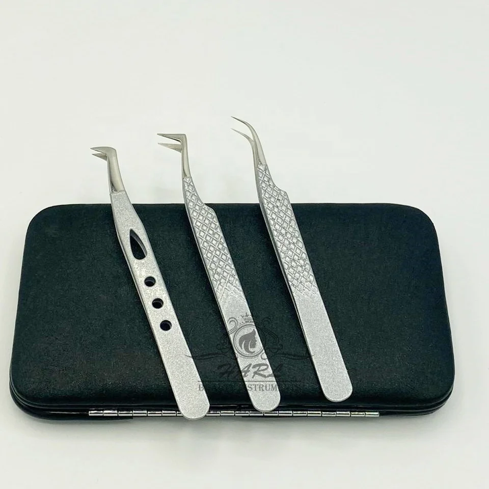 Silver Color multi Glitter eyelash extension tweezer Curved/shot Boot/ Russian Volume tweezers for eyelash extension lash tools
