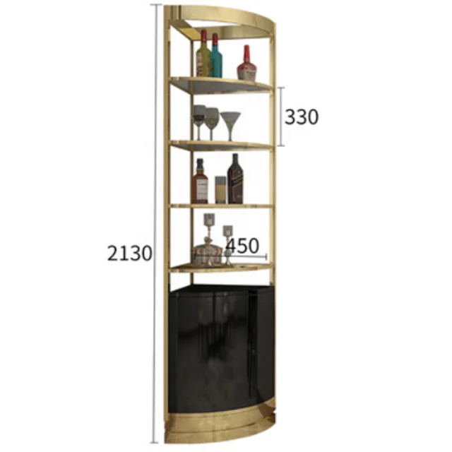 Gold/Black/White Color Stainless Steel Customized Wine Rack Display Sideboard Cabinet Glass Opening