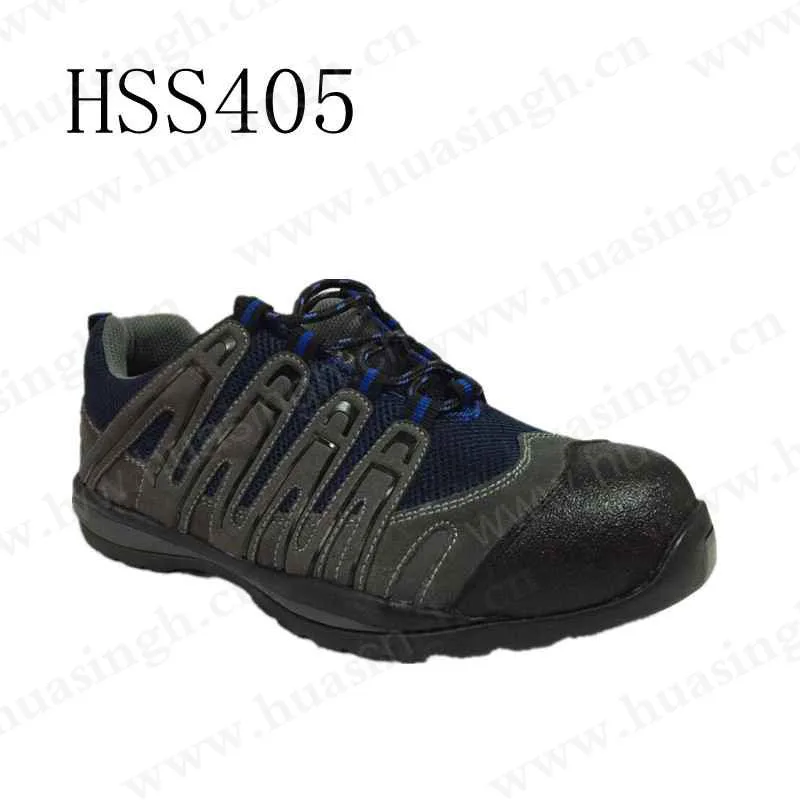 YWQ,breathable suede leather+mesh upper safety shoes factory wholesale price anti-shock EVA+rubber outsole sport shoes HSS405