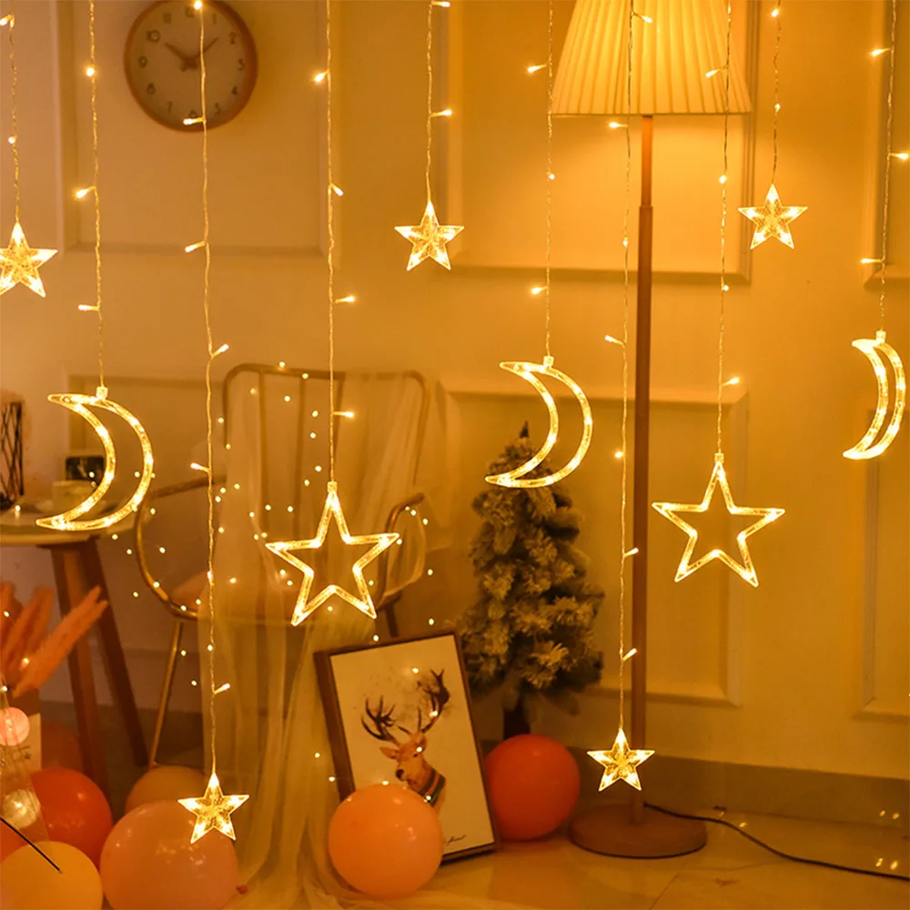 
Eid Mubarak Ramadan Decorations Moon And Star Shape Led Curtain Light Christmas Lights Decorative Lights With Factory Prices 
