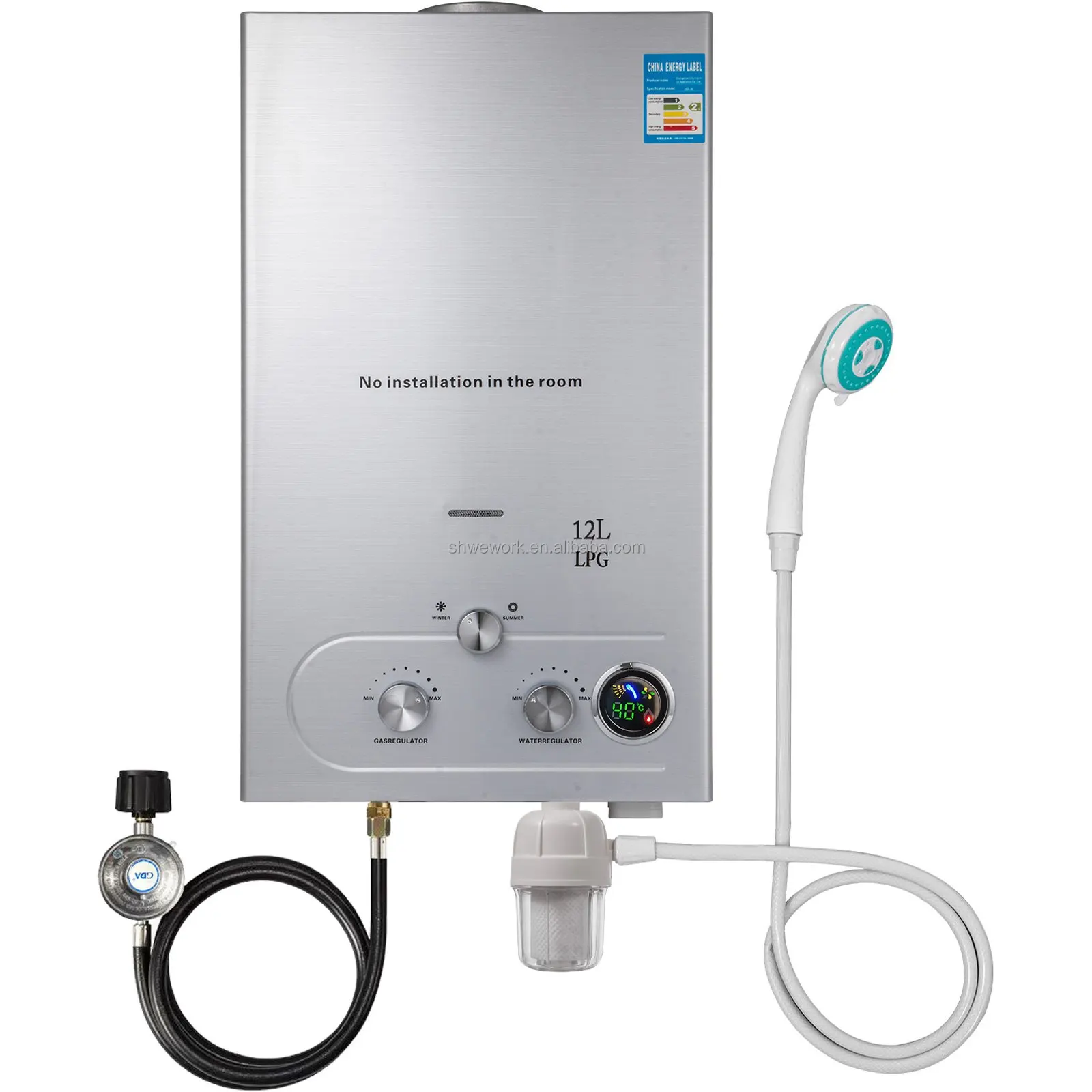 6L/8L/10L/12L/16L/18L LPG/LNG мгновенный газовый водонагреватель с водяным фильтром и газовым регулятором пропана шлангом
