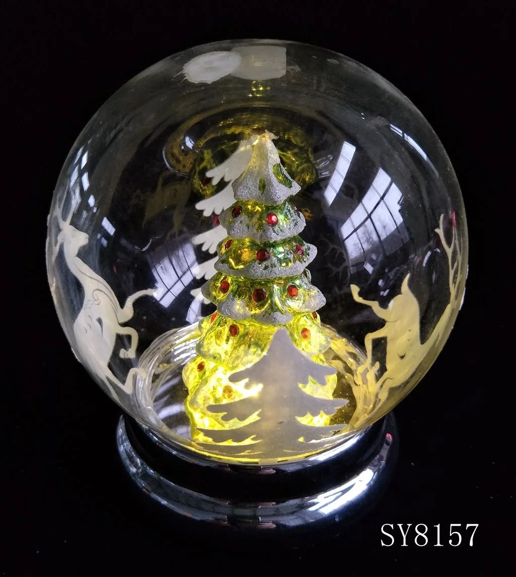 
New design led light up glass ball mini glass tree inside Christmas gift 2020 