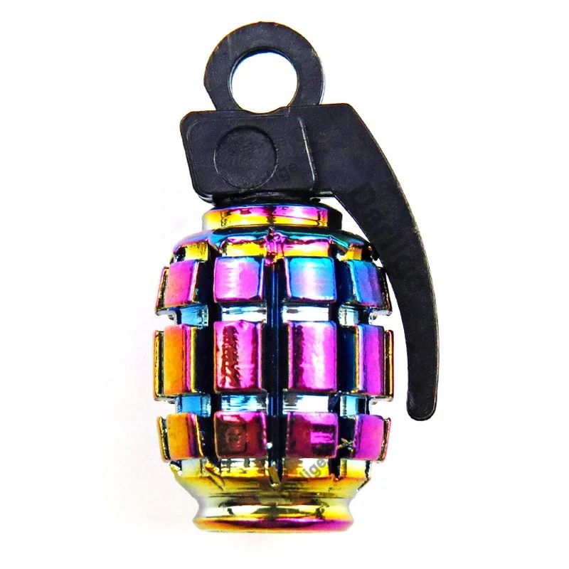 Multi Rainbow Colorful Grenade Tire Valve Caps Metal Aluminum Car Wheel Stem Covers Universal For Car Truck Motorcycle Bike