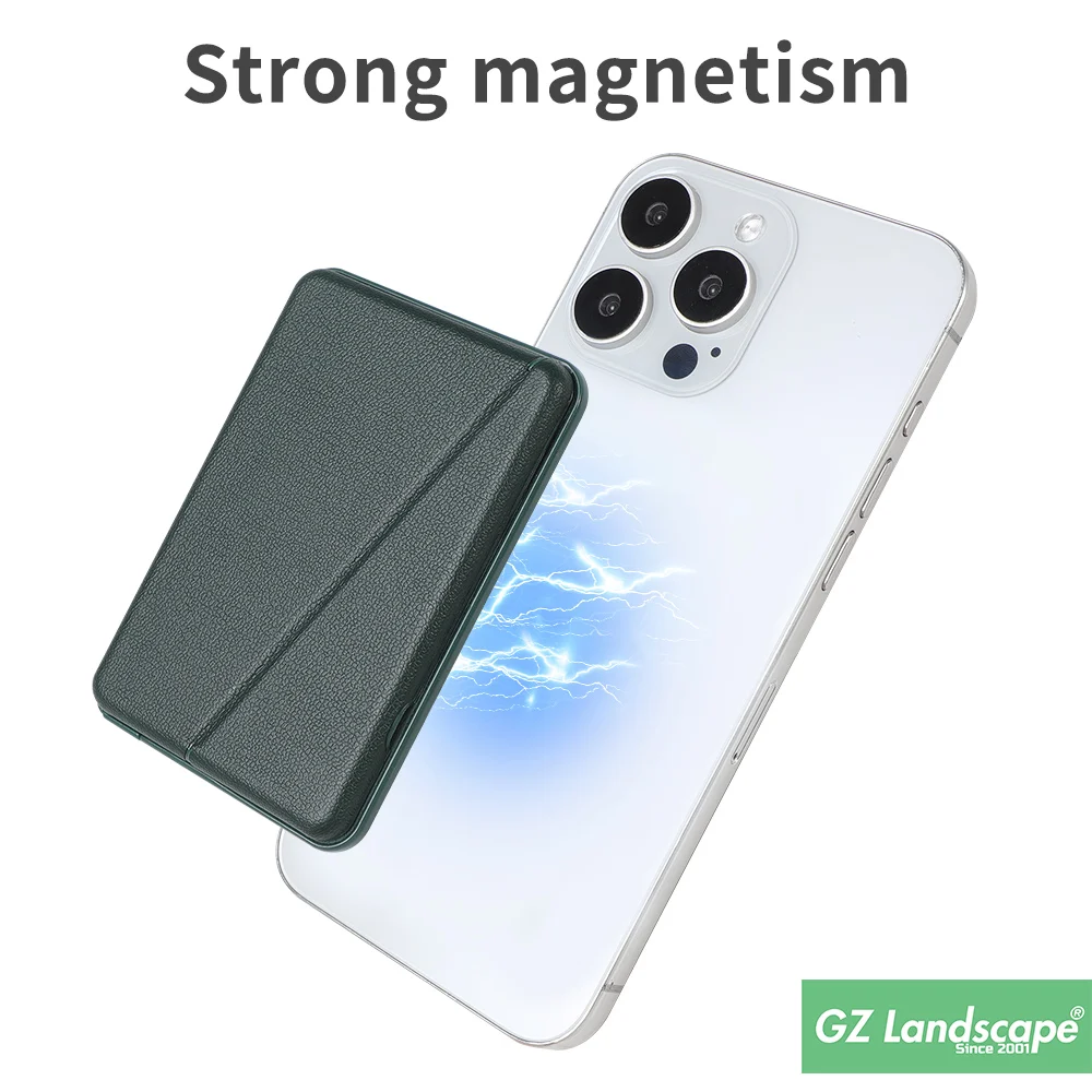 Hidden leather magnetic cell phone wallet mobile phone card holder with stand