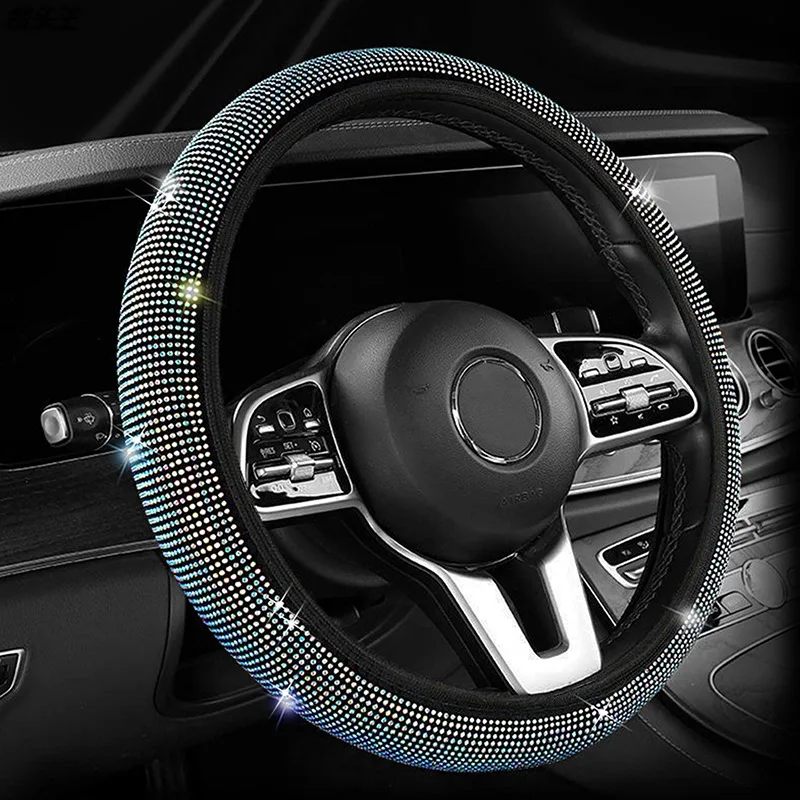 Amazon hot sale Car steering wheel cover with Diamond full diamond hot drilling interior