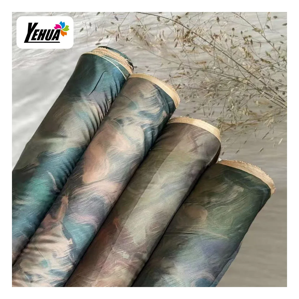 pampas skirt silk fabric silk brown digital print fabric armany silk satin fabric dress