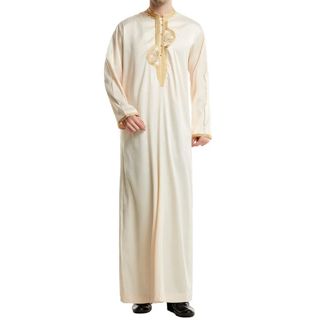 
Hot Sale Dubai Arab Muslim Eid Al-fitr Prayer New Design Embroidered Men Robe In 2021 
