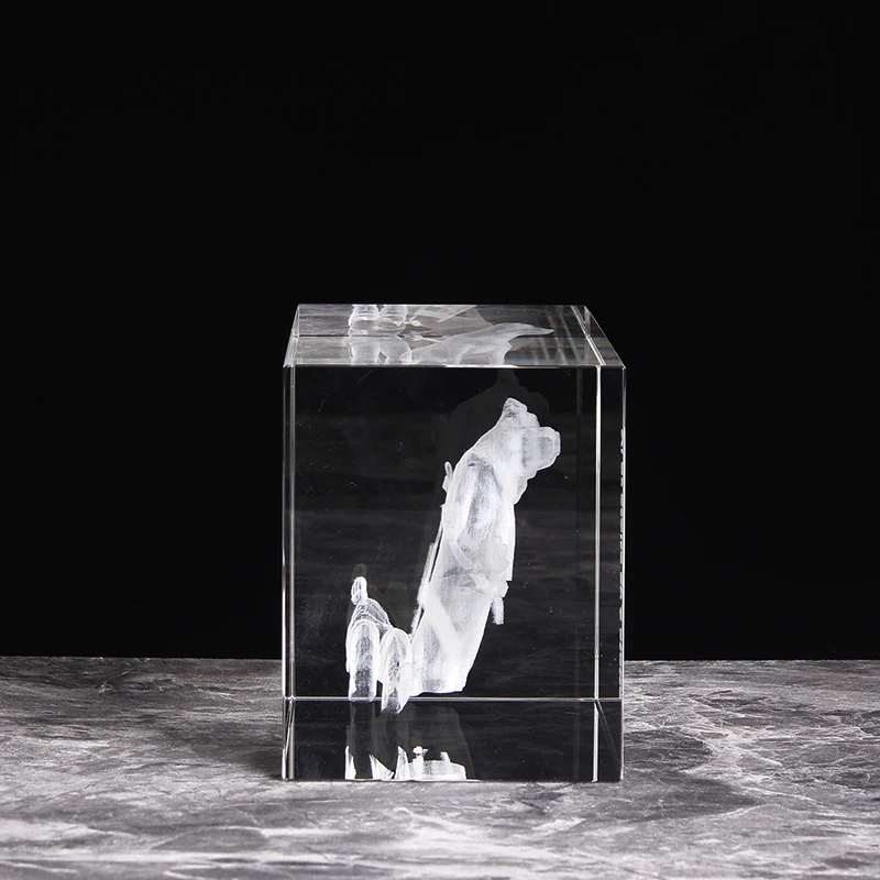 Персонализированный 3D фото стеклянный блок гравировка животных собак лазерный Кристальный куб для сувениров подарки