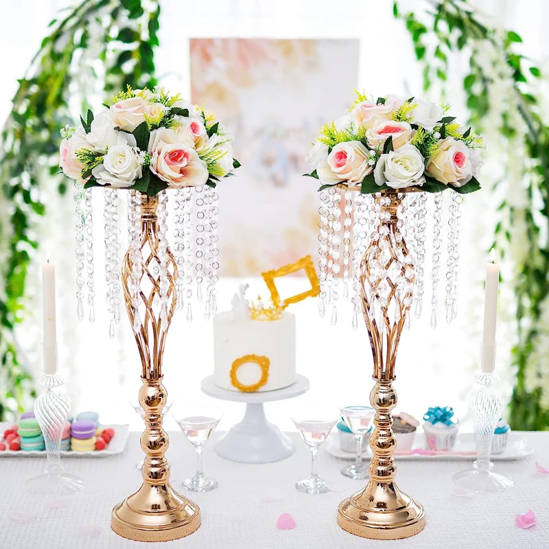 2Pcs Flower Kissing Ball Arrangement Bouquet 15 Heads Plastic Artificial Silk Rose Flowers for Wedding Party Centerpiece