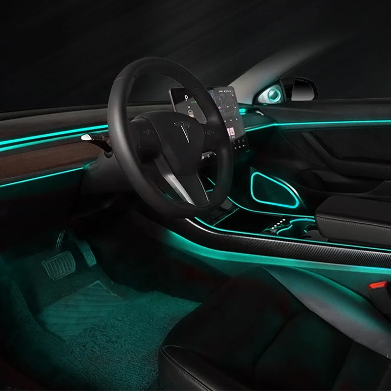 Top Sale 64 Colors Car Lighting Accessories Vehicle Interior Atmosphere Decorative Ambient Light For Tesla Model 3 2019-2020
