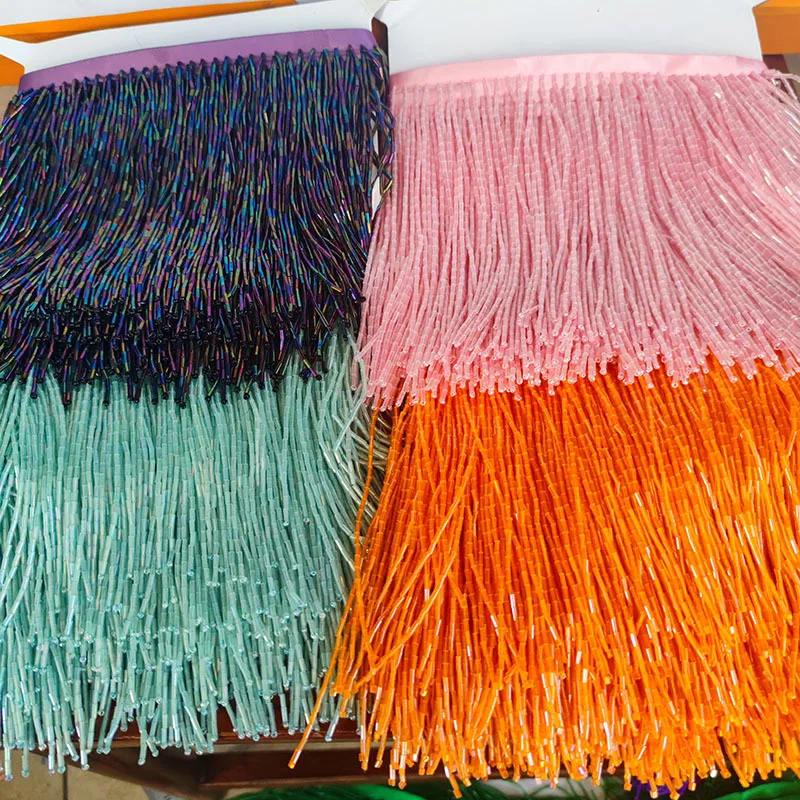 Silver Crystal Fringes Glass Beaded Fringe Tassel Trim for Garment Accessories