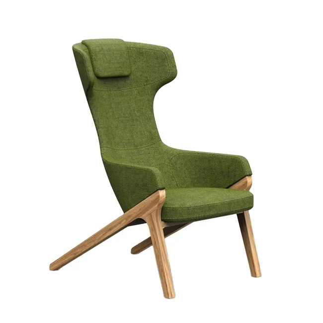 
High Back Big Ash Wood Legs Soft Commercial Furniture Loose Leisure Boss Chair 