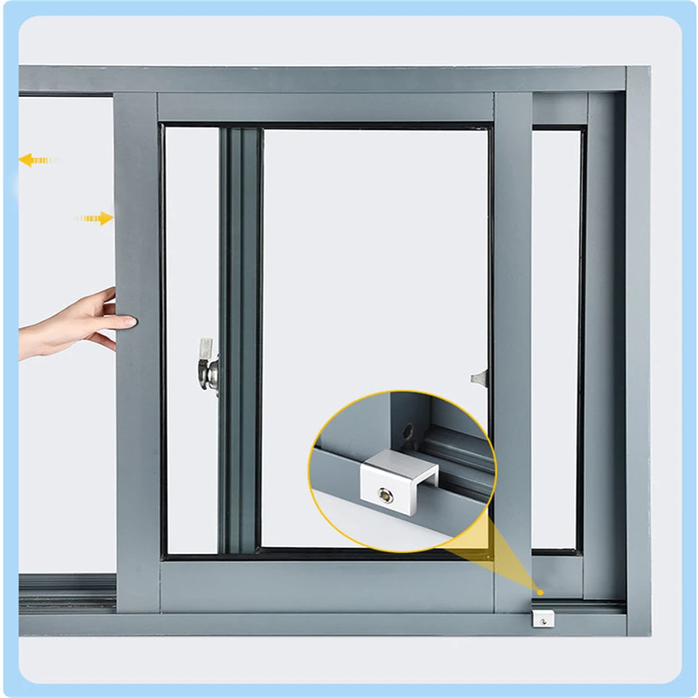 Security Glass Child Proof Home Safety Door Stopper Adjustable Aluminum Double Locks with Key Kid Children Guards Window Lock