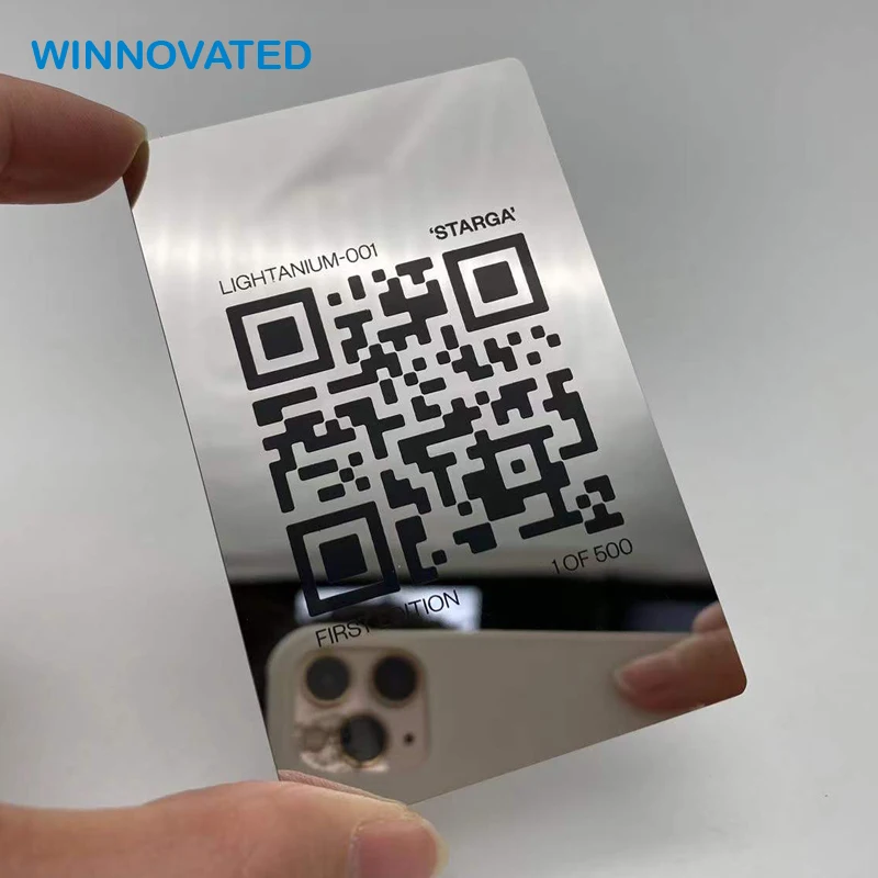 Laser Engraved Contact Call Sublimation QR code Stainless Steel Metal Business Cards