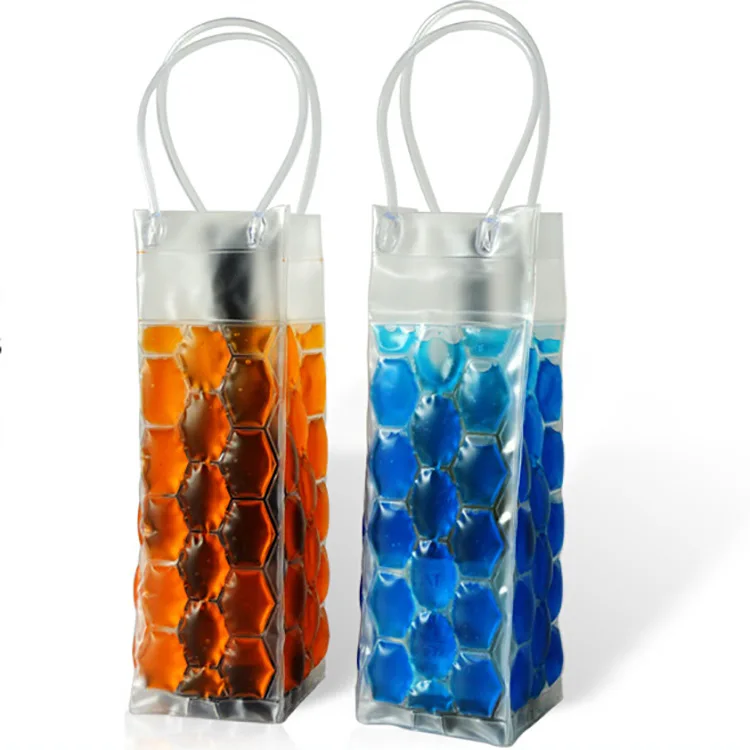 Promotional Colorful Portable Clear Tote PVC Wine Ice Cooler Bag Clear Lunch Cooler Tote Bag