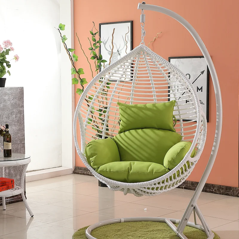 Original Design ao ar livre Rattan Jardim Ovo Swings Cadeira Suspensa Almofada Interior Com Suporte