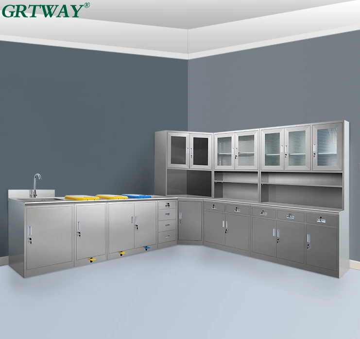 LAB020 Stainless Steel Laboratory Furniture Storage Cabinets for Hospital and School Chemical Laboratory Furniture