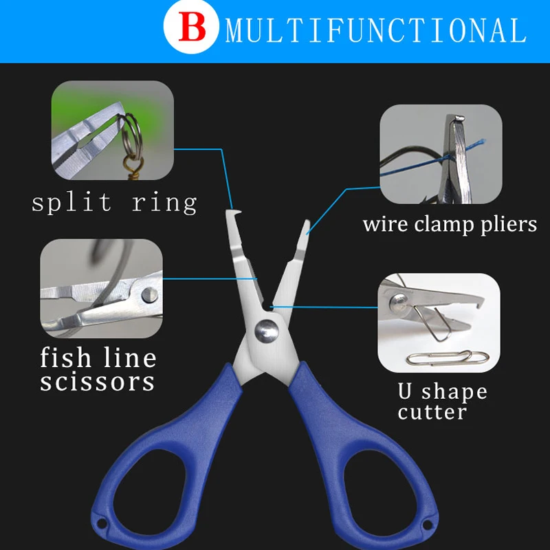 Wholesale Fishing Heavy Duty Anti-Slip Serrated Edge Scissors Saltwater Freshwater Braid Scissors Braided Line Cutter