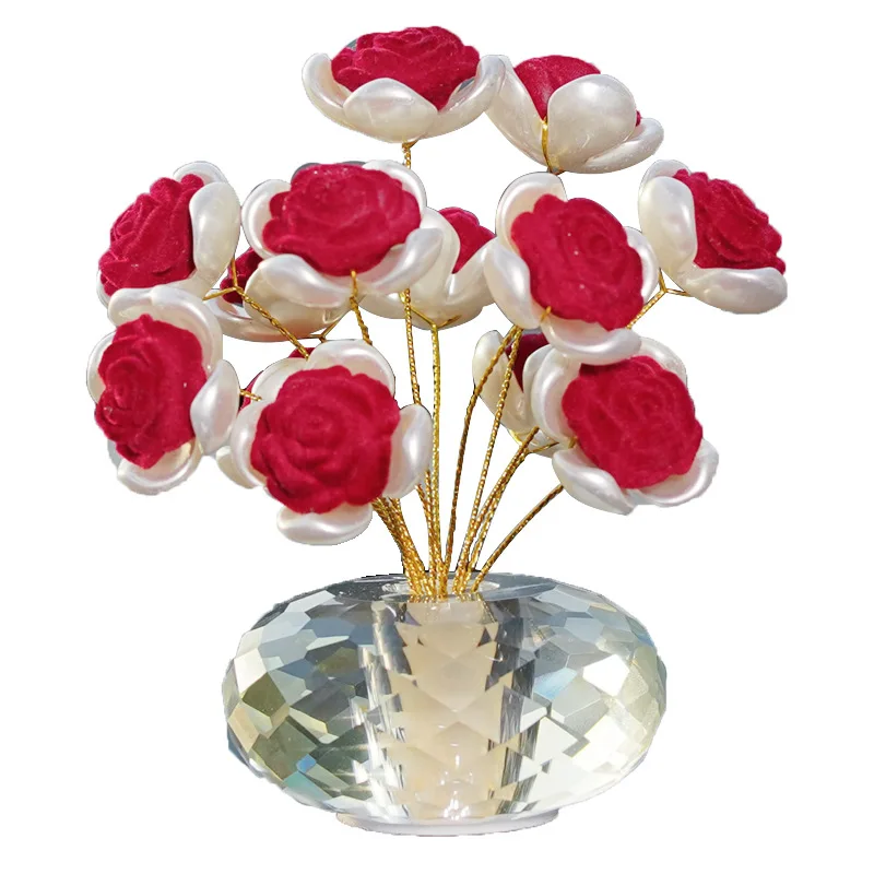 Автомобильный декор Подарочная прозрачная ваза семь цветов Хрустальный цветок домашний стеклянный