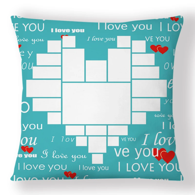 Sublimation Blank Pillow Case DIY Polyester Heart&9 Panels Design Cushion Cover Heat Transfer Printing Throw Pillowcase For Sofa
